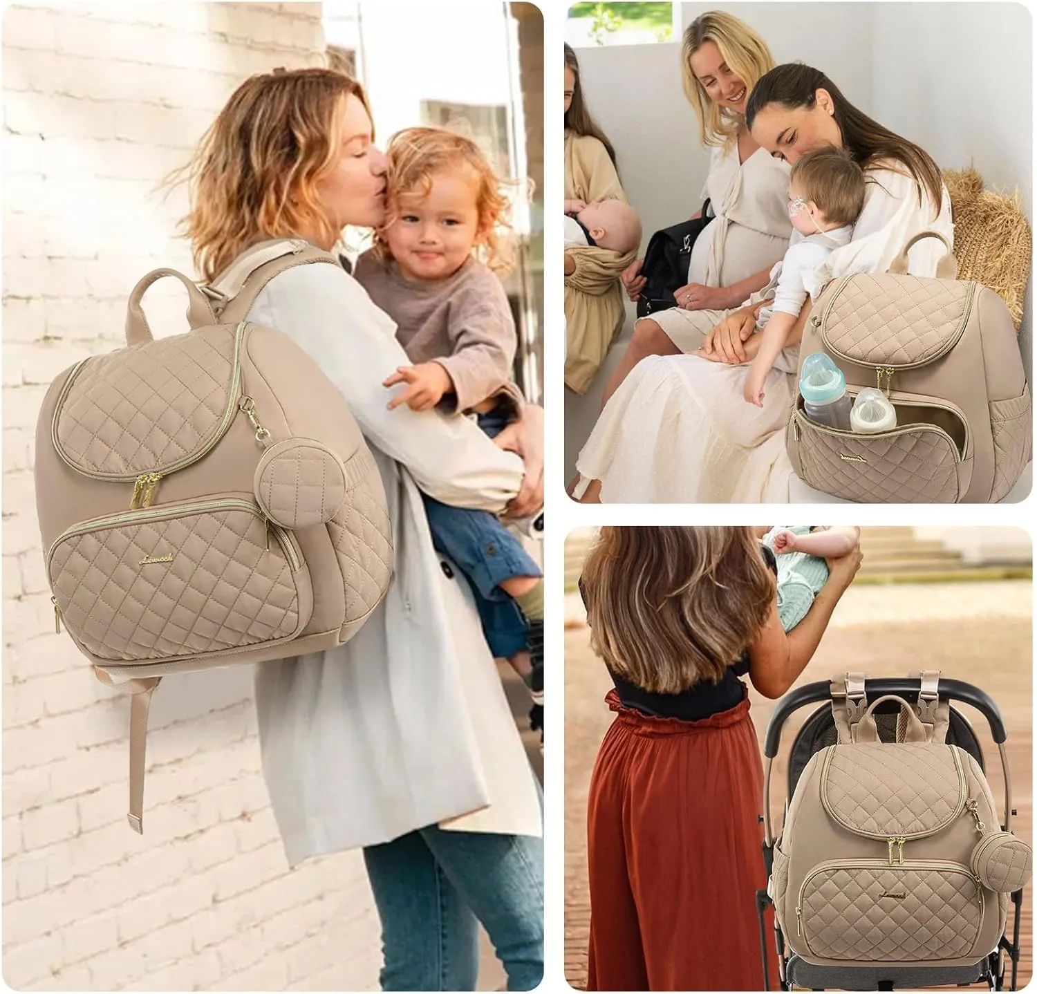 LOVEVOOK Diaper Bag Backpack, Large Capacity Diaper Bags for Baby Girl Boy with Changing Pad, Stylish Baby Diaper Bag, Waterproof Diaper Bag for Mom Dad with Stroller Buckles,15.6 Inch