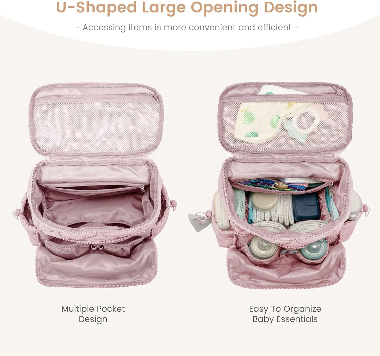 LOVEVOOK Diaper Bag Backpack,Lightweight Baby Diaper Bag for Moms Dads,Baby Bag for Boys Girls with Insulated Pockets, Changing Pad, Stroller Straps and Pacifier Case,Pink