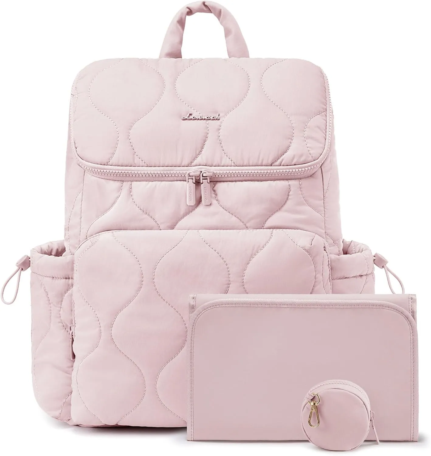 LOVEVOOK Diaper Bag Backpack,Lightweight Baby Diaper Bag for Moms Dads,Baby Bag for Boys Girls with Insulated Pockets, Changing Pad, Stroller Straps and Pacifier Case,Pink