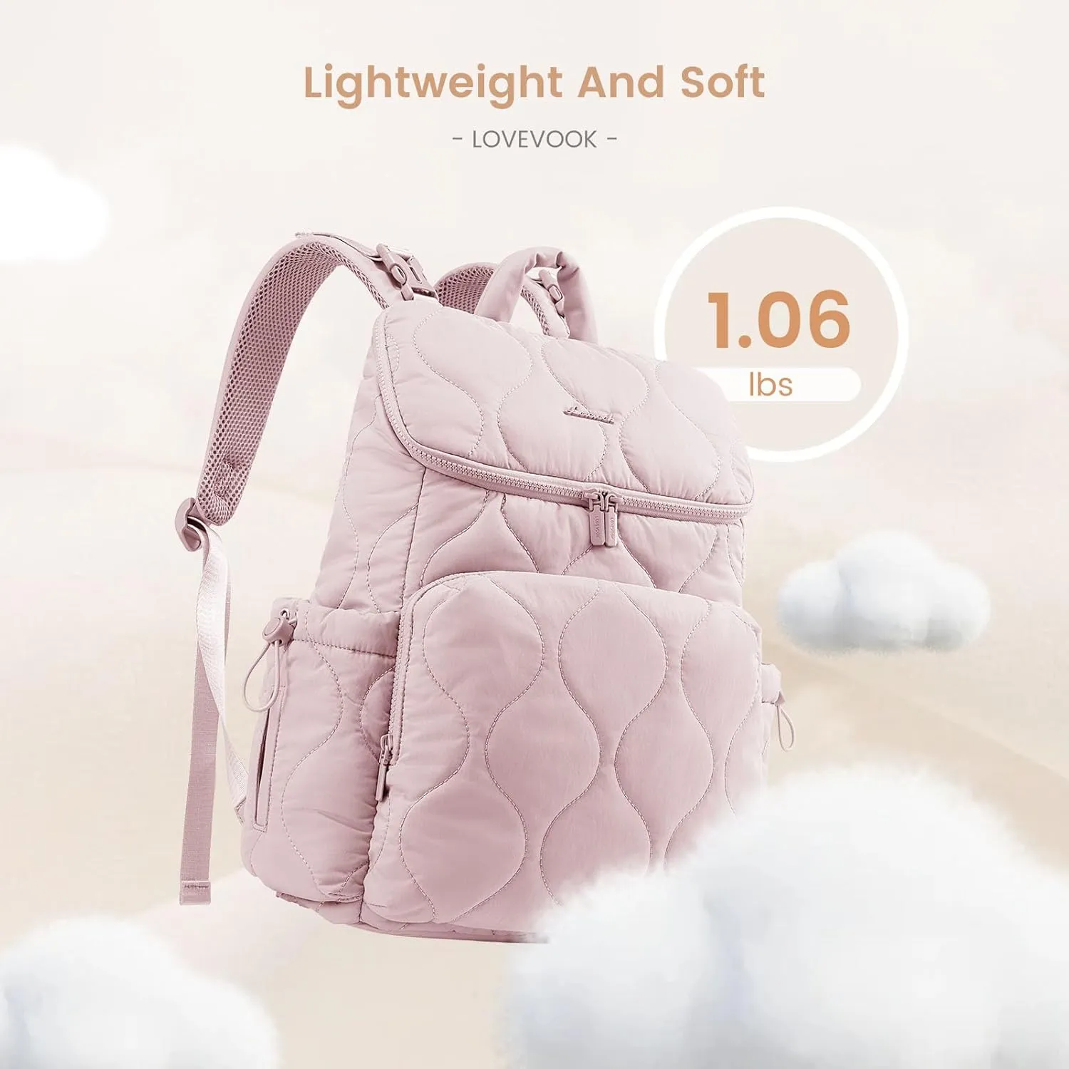 LOVEVOOK Diaper Bag Backpack,Lightweight Baby Diaper Bag for Moms Dads,Baby Bag for Boys Girls with Insulated Pockets, Changing Pad, Stroller Straps and Pacifier Case,Pink