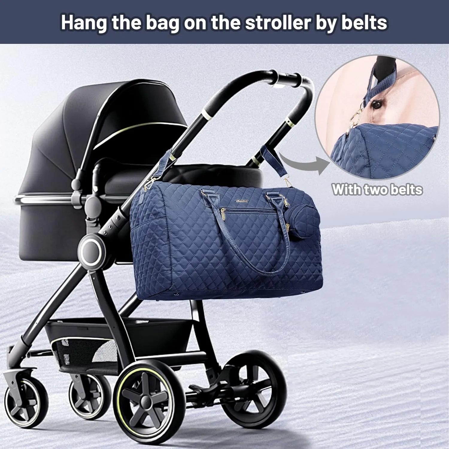 LOVEVOOK Diaper Bag Tote with Pacifier Case and Changing Pad, Large Capacity Mommy Bag for Hospital and Weekender Travel, Functional Baby Bag Newborn Baby Essential, Blue