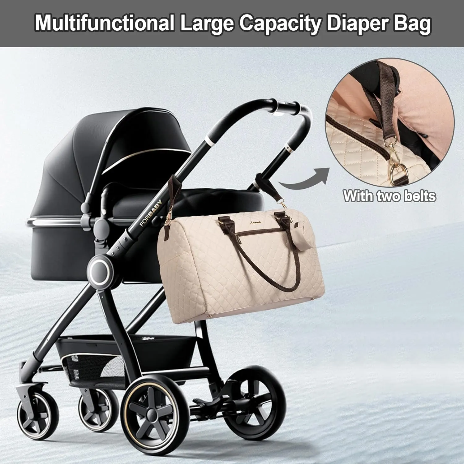 LOVEVOOK Diaper Bag Tote with Pacifier Case and Changing Pad, Large Capacity Mommy Bag for Hospital and Weekender Travel, Functional Baby Bag Newborn Baby Essential