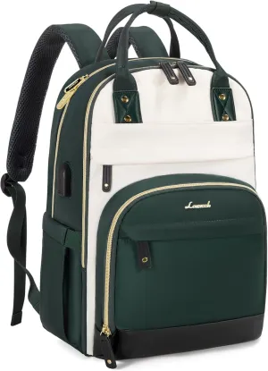 LOVEVOOK Laptop Backpack for Women, Fits 15.6 Inch Laptop Bag, Fashion Travel Work Anti-theft Bag, Business Computer Waterproof Backpack Purse, Beige-Green-Black
