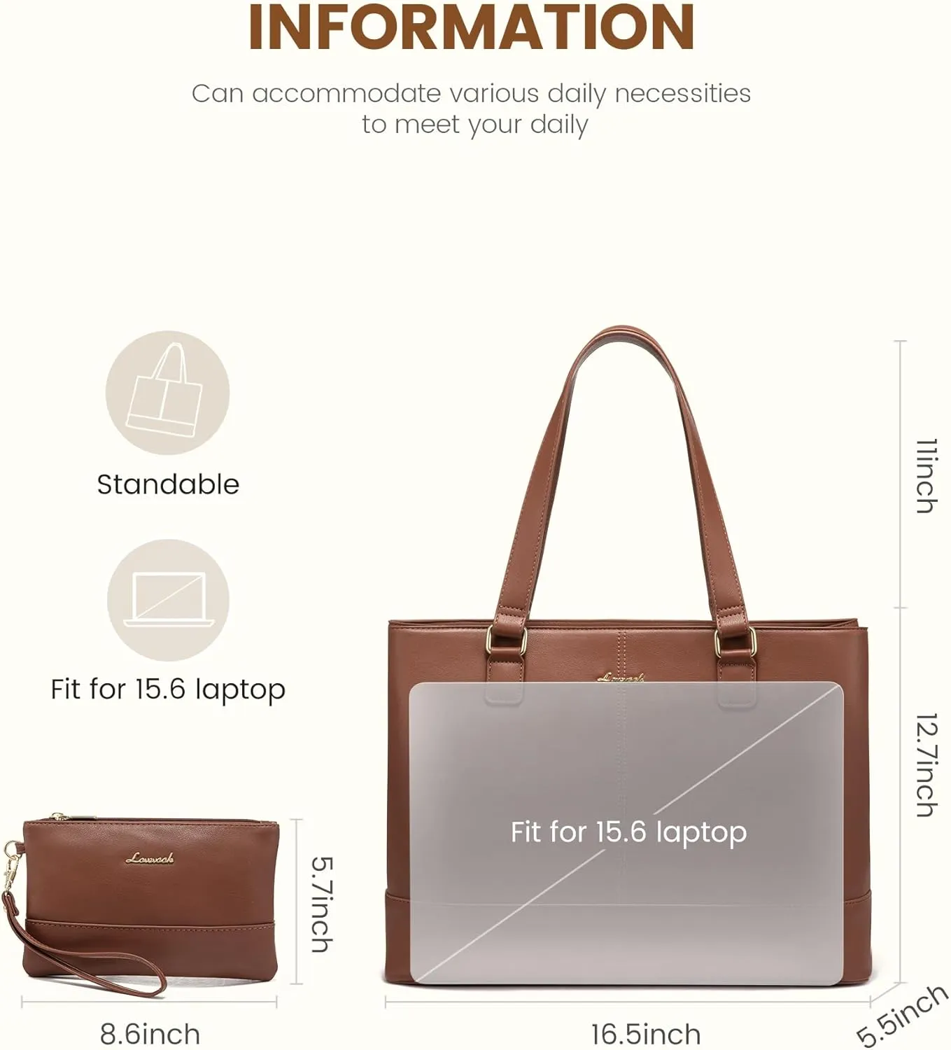 LOVEVOOK Laptop Bag for Women 15.6 Inch Laptop Tote Work Bag