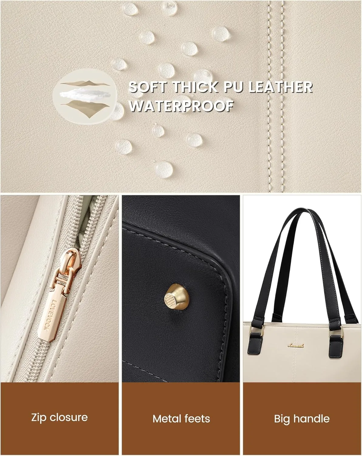LOVEVOOK Laptop Tote Bag for Women 15.6 Inch Work Bag Leather Laptop Purse with Clutch, Large Computer Briefcase Bag for Office Business Teacher Casual