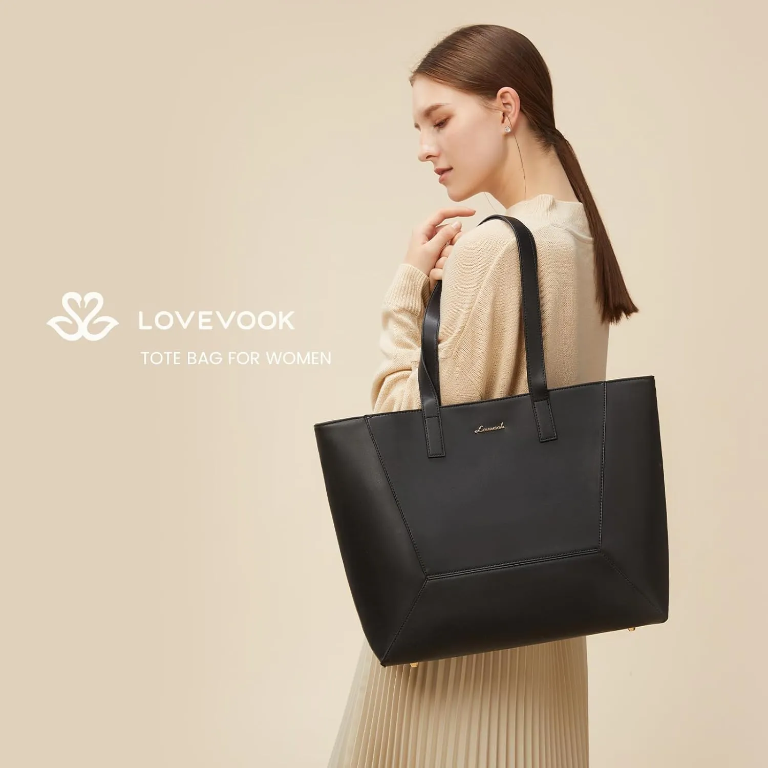 LOVEVOOK Vegan Leather Tote Bag for Women Top Handle Purses and Handbags Casual Work Tote Travel Shoulder Bag for Ladies