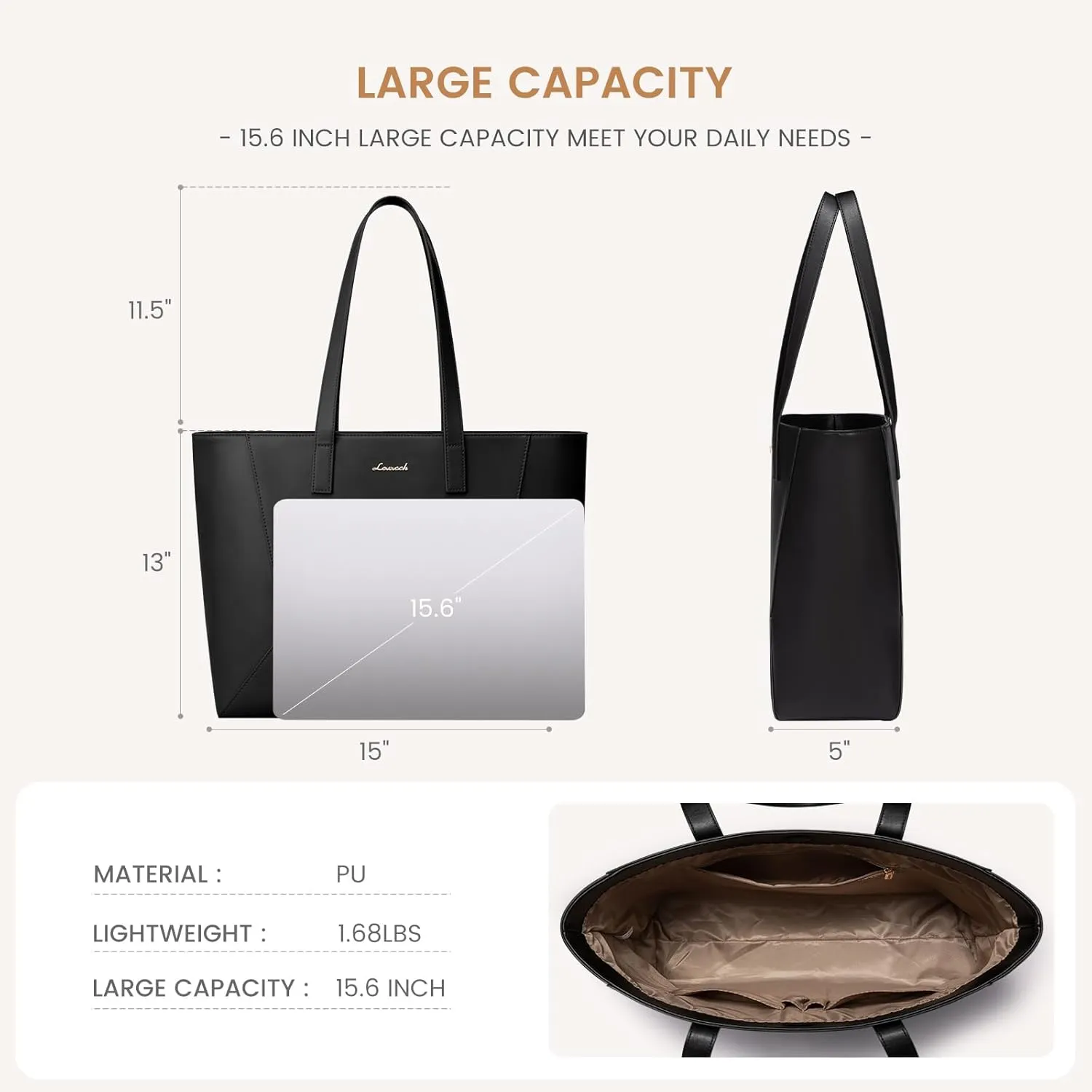 LOVEVOOK Vegan Leather Tote Bag for Women Top Handle Purses and Handbags Casual Work Tote Travel Shoulder Bag for Ladies