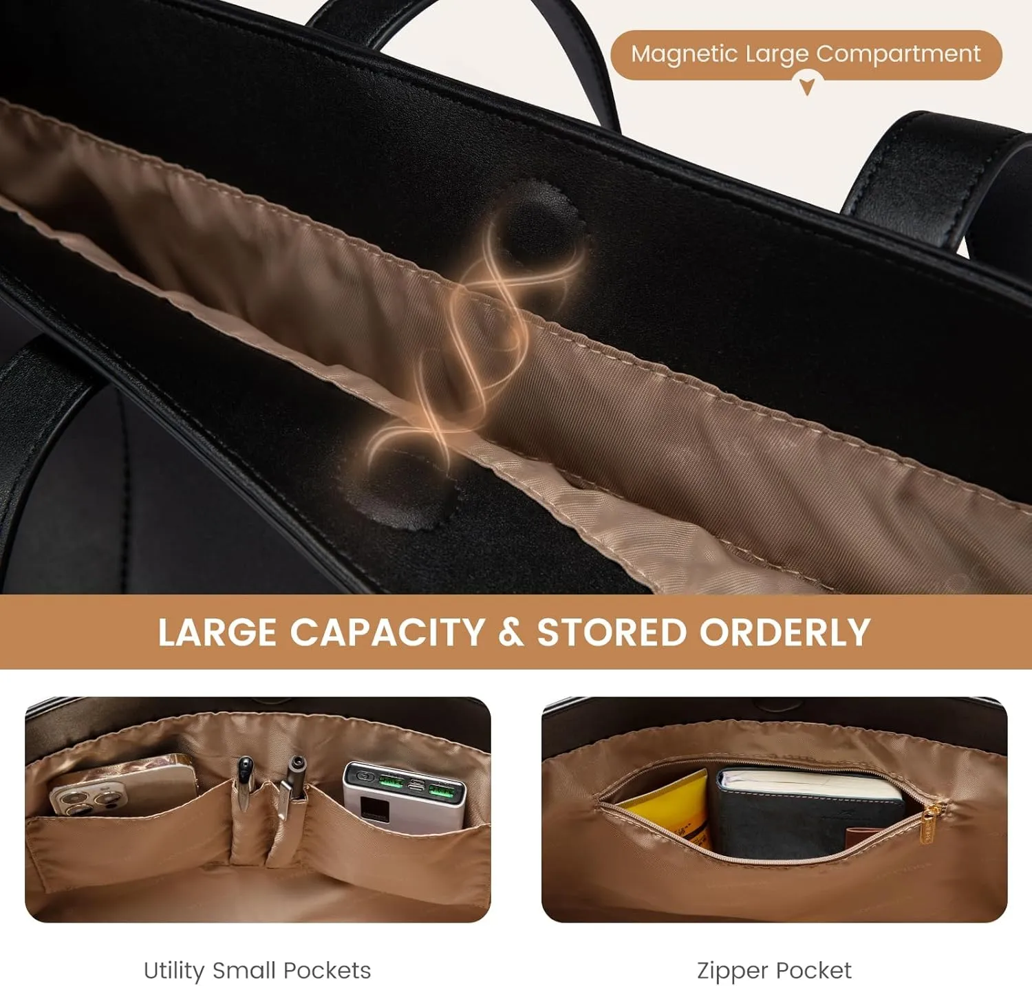 LOVEVOOK Vegan Leather Tote Bag for Women Top Handle Purses and Handbags Casual Work Tote Travel Shoulder Bag for Ladies