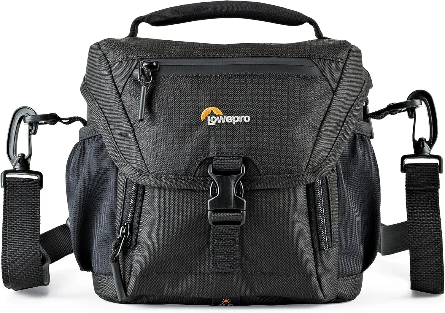 Lowepro LP37117, Nova 140AW II Camera Bag, Customizable, Portable, Fits Mirrorless with 17-85mm Attached Lens, Compact Drone, Flash, Black