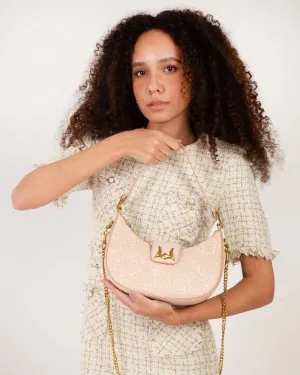 Loyal West Biege Floral Leather Hobo Medium Purse - LW-SS25-125-SB