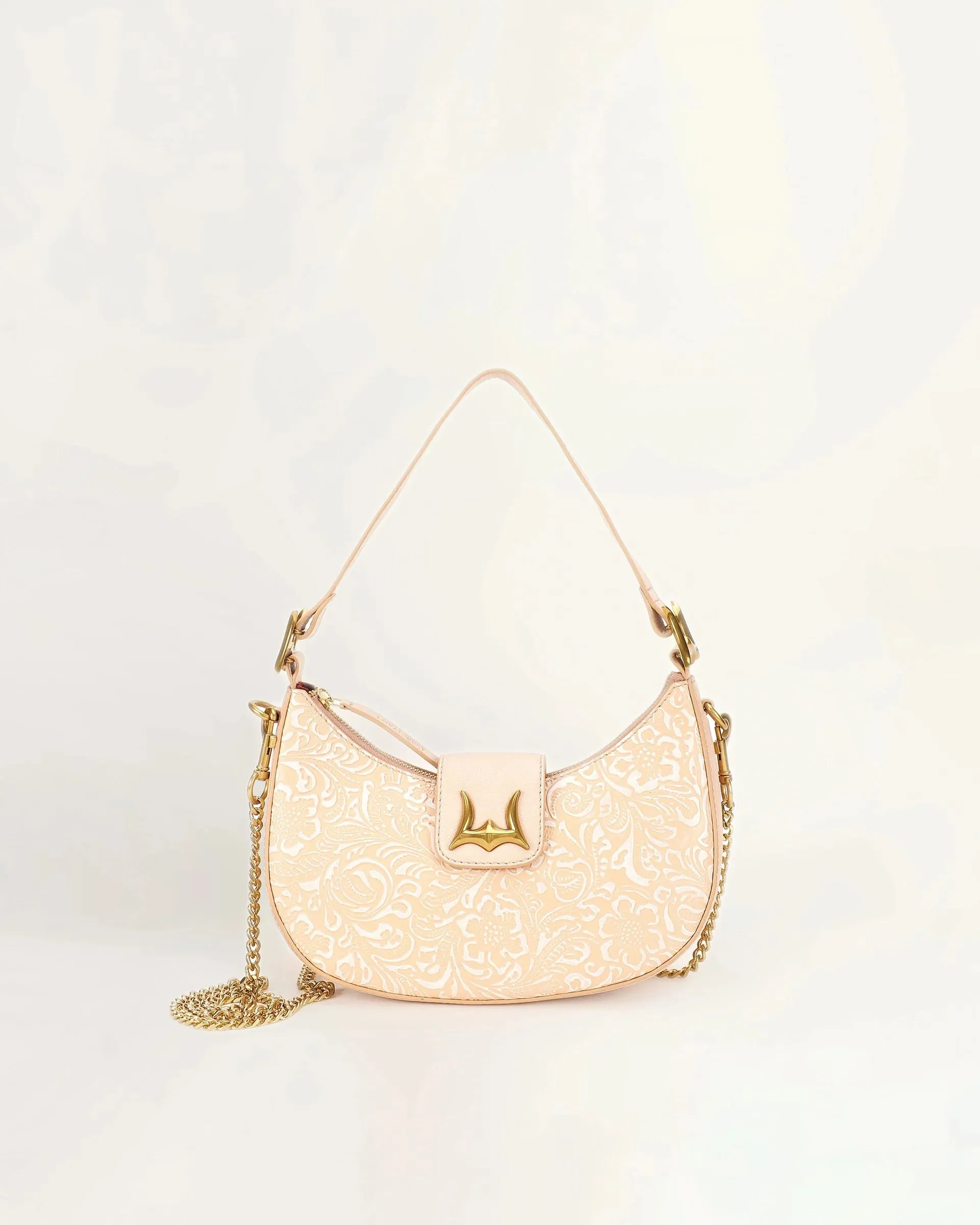 Loyal West Biege Floral Leather Hobo Medium Purse - LW-SS25-125-SB