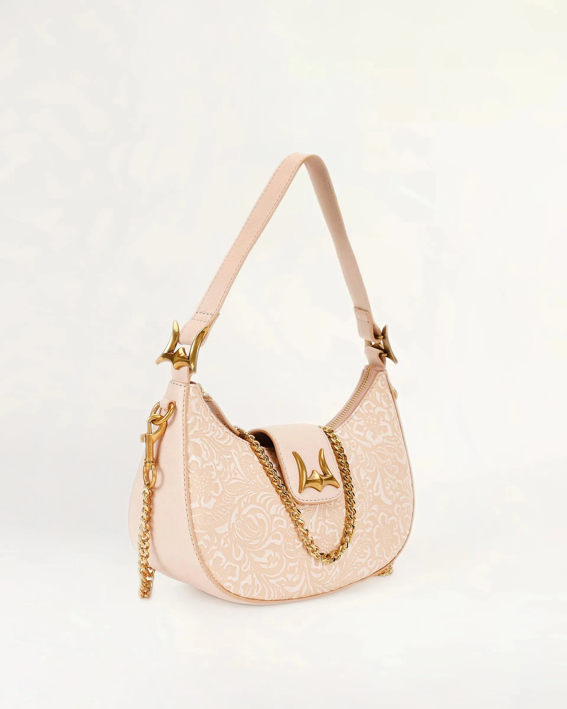 Loyal West Biege Floral Leather Hobo Medium Purse - LW-SS25-125-SB