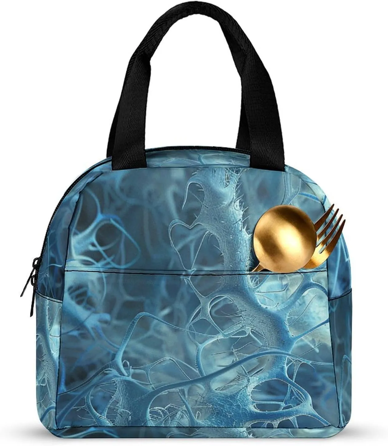 Lunch Bag for Women Men Lunch Box Reusable Blue Neuron Picture Lunch Tote Bag Insulated Cooler Bag