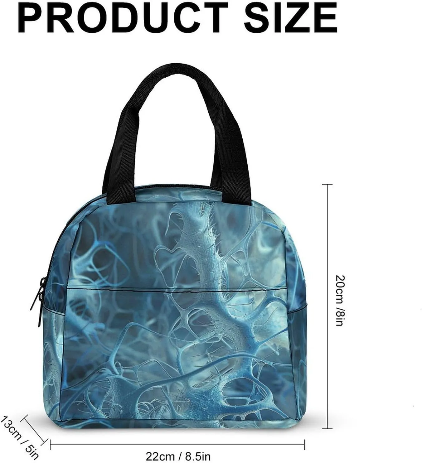 Lunch Bag for Women Men Lunch Box Reusable Blue Neuron Picture Lunch Tote Bag Insulated Cooler Bag