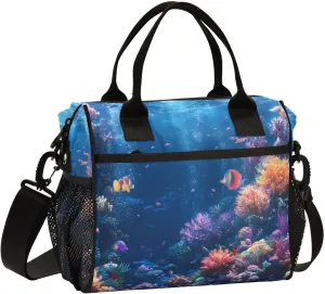 Lunch Bag for Women Men, Seafloor View Reusable Insulated Lunch Box, Large Capacity Leakproof Lunch Cooler Bags for Work Travel Picnic, Medium