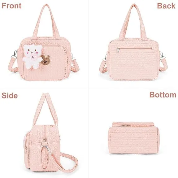 Lushandy Baby Diaper Bag Tote, Cute Mommy Nappy Crossbody Travel Tote, Multifunction Storage Bag