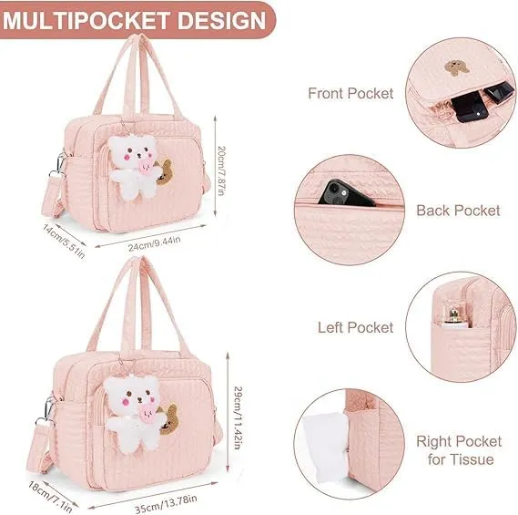 Lushandy Baby Diaper Bag Tote, Cute Mommy Nappy Crossbody Travel Tote, Multifunction Storage Bag