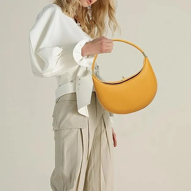 Lushandy PU Leather Crescent Bag and Women's Luna 4-in-1 Shoulder Bag, Half Moon Bag, Hobo Clutch