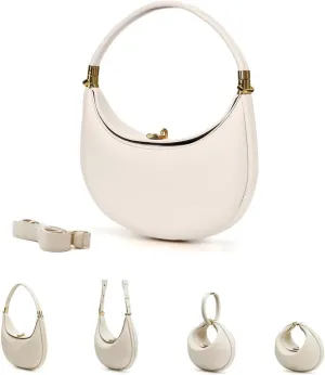 Lushandy PU Leather Crescent Bag and Women's Luna 4-in-1 Shoulder Bag, Half Moon Bag, Hobo Clutch