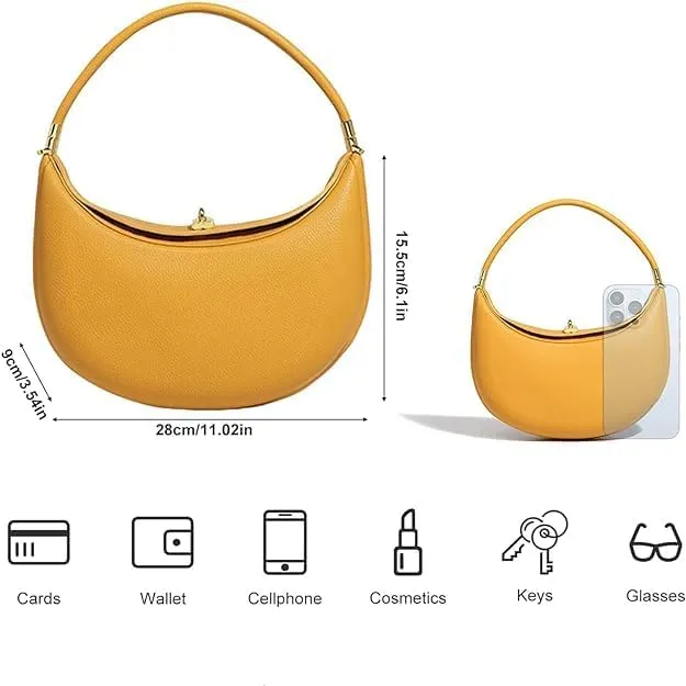 Lushandy PU Leather Crescent Bag and Women's Luna 4-in-1 Shoulder Bag, Half Moon Bag, Hobo Clutch