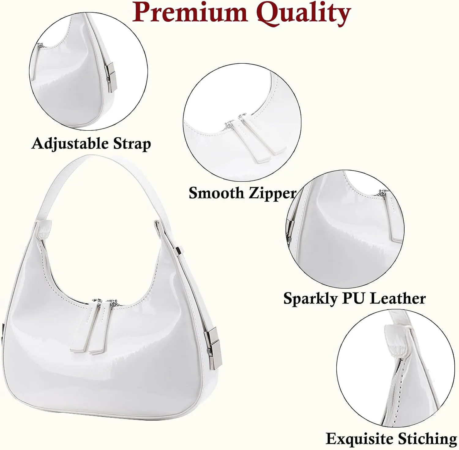 Lxyxinarhy Women's Crescent Shoulder Bag - Y2k Red Purse Retro 90S Top Handle Shoulder Underarm Handbags Clutch Purse