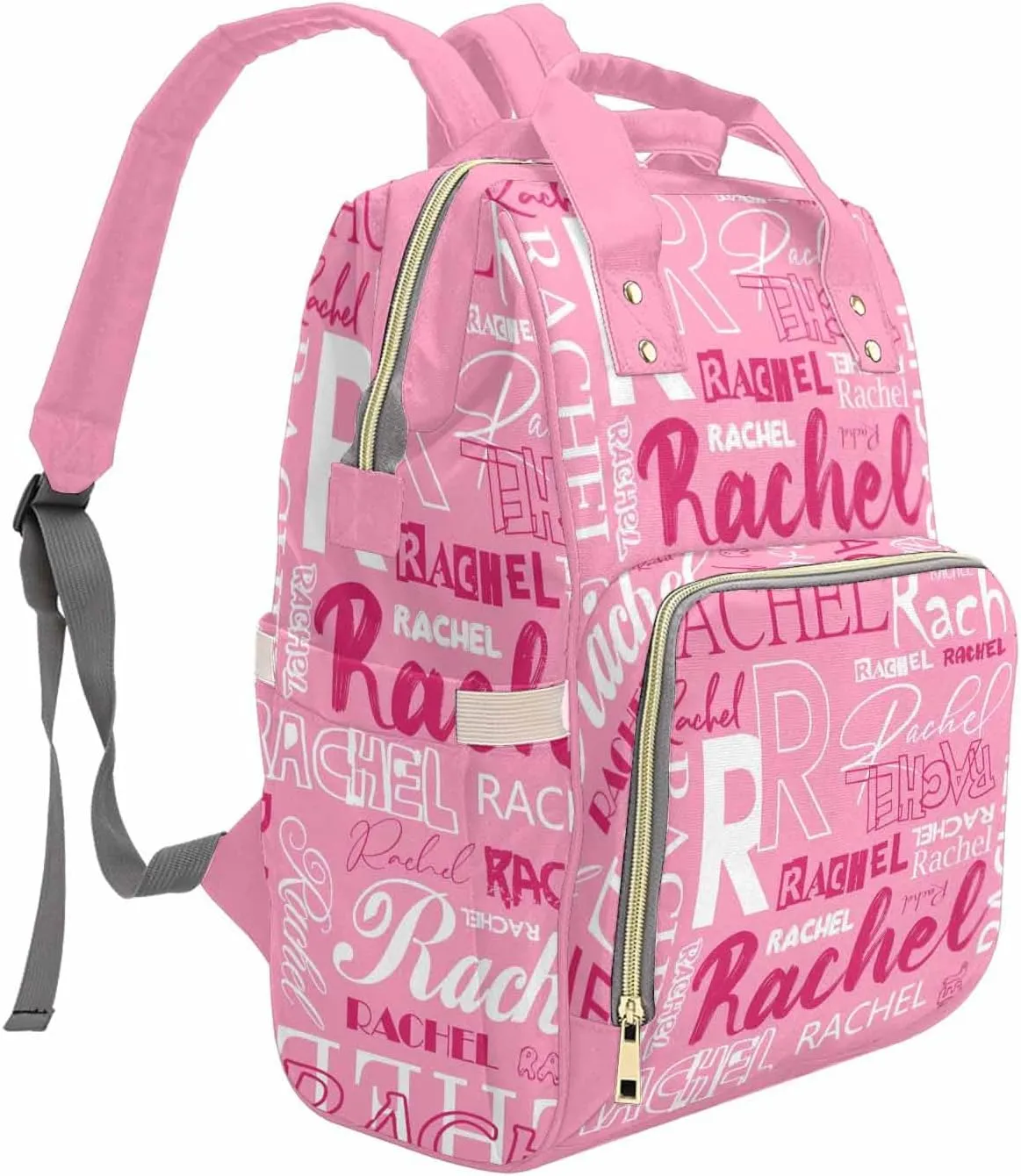 M YESCUSTOM Custom Diaper Bag Backpack for Girls Boys Large Capacity with Pockets Personalized Baby Diaper Bags for Mom Waterproof Nappy Baby Bag with Name Mothers Day Gift Pink