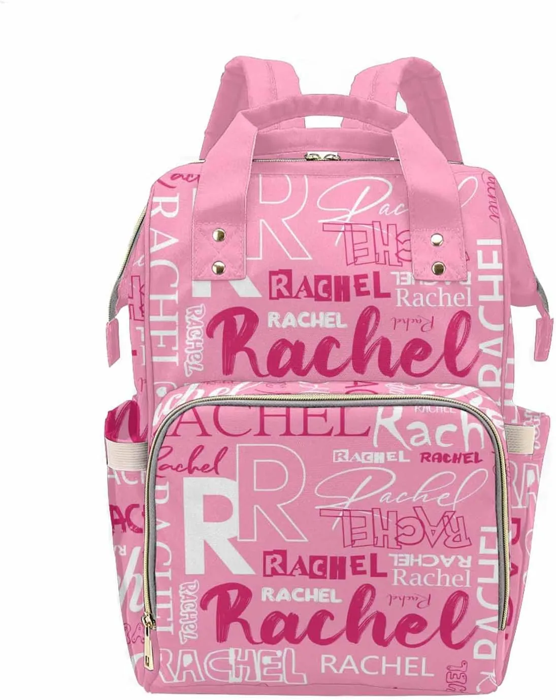 M YESCUSTOM Custom Diaper Bag Backpack for Girls Boys Large Capacity with Pockets Personalized Baby Diaper Bags for Mom Waterproof Nappy Baby Bag with Name Mothers Day Gift Pink