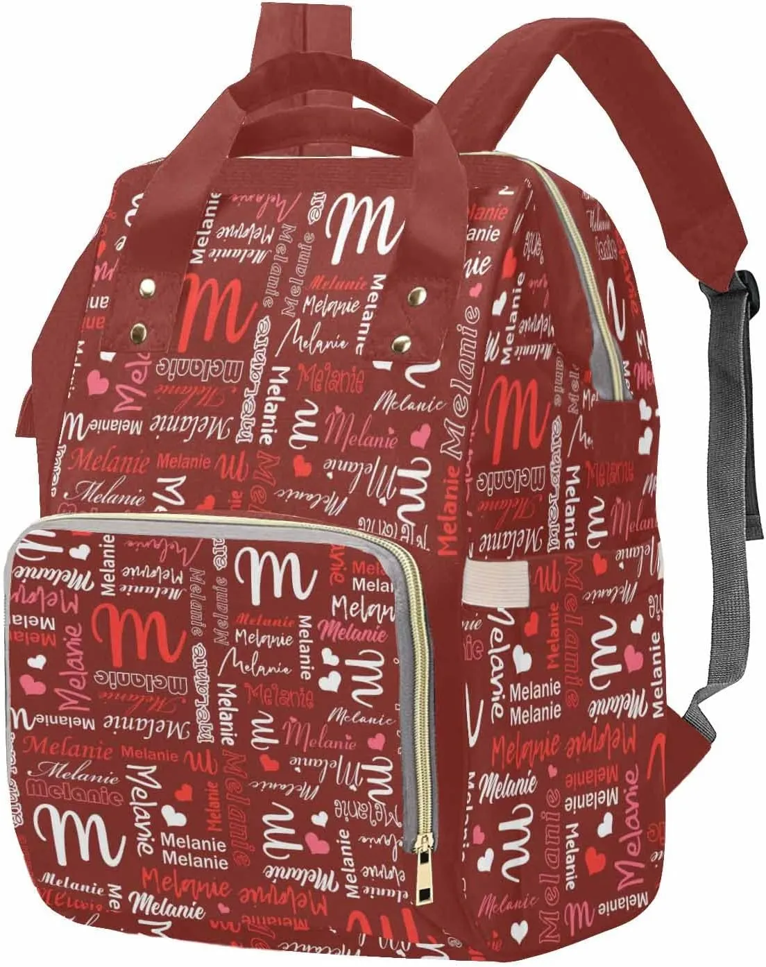 M YESCUSTOM Custom Name Diaper Bag Backpack Personalized Waterproof Large Capacity Travel Daypack Nursing with Multi Letter Text