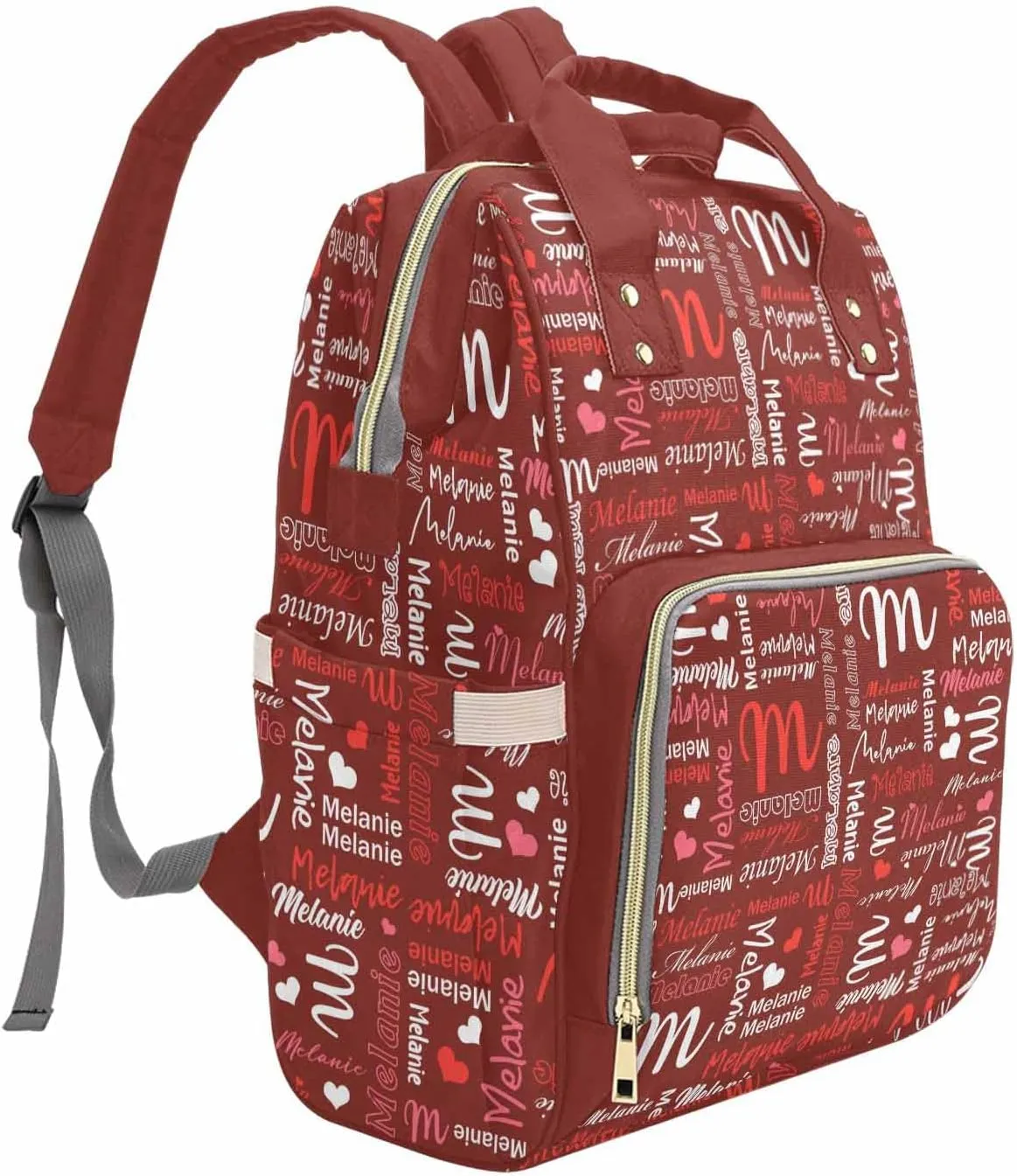 M YESCUSTOM Custom Name Diaper Bag Backpack Personalized Waterproof Large Capacity Travel Daypack Nursing with Multi Letter Text