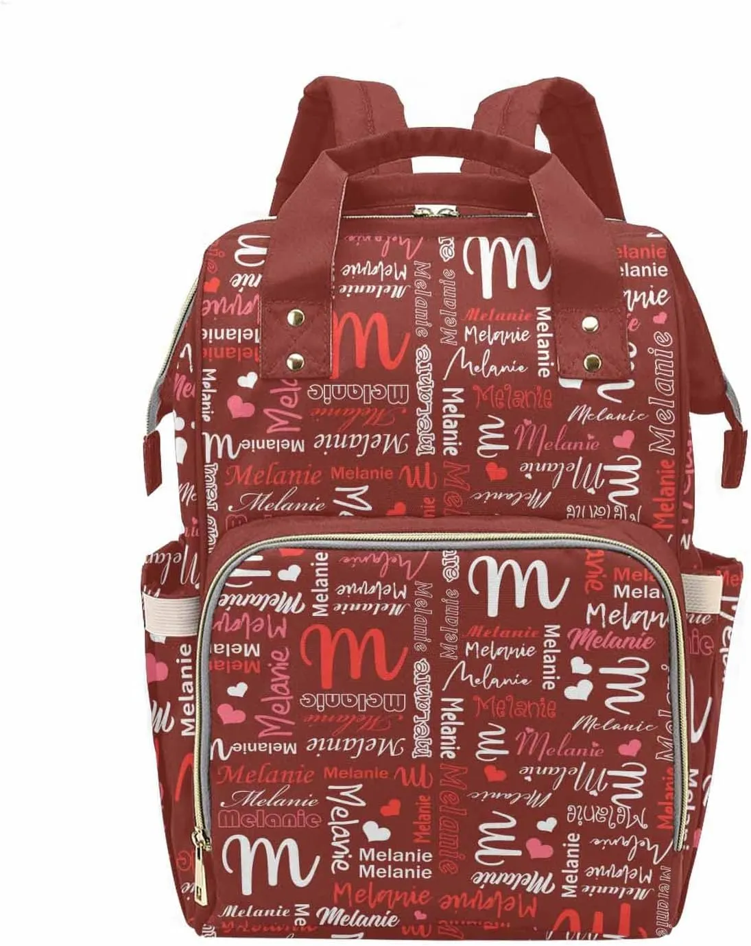 M YESCUSTOM Custom Name Diaper Bag Backpack Personalized Waterproof Large Capacity Travel Daypack Nursing with Multi Letter Text