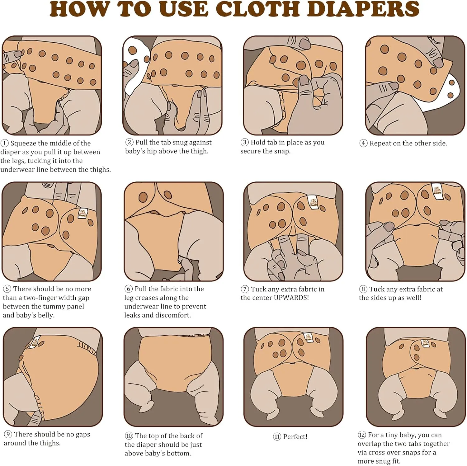 Mama Koala 3.0 Pocket Cloth Diapers for Babies with AWJ Lining, 6 Pack with 6 5-Layer Natural Cloth Diaper Inserts - Reusable and Washable Pocket Diapers(A-Cabin Vibes)
