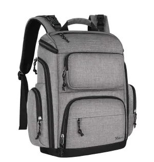 Mancro Diaper Bag Backpack, Multifunctional Travel Dad Diaper Bag with Insulated Pockets, Large Capacity Baby Diaper Backpack for Men and Women with Laptop Pocket and Stroller Straps, Grey