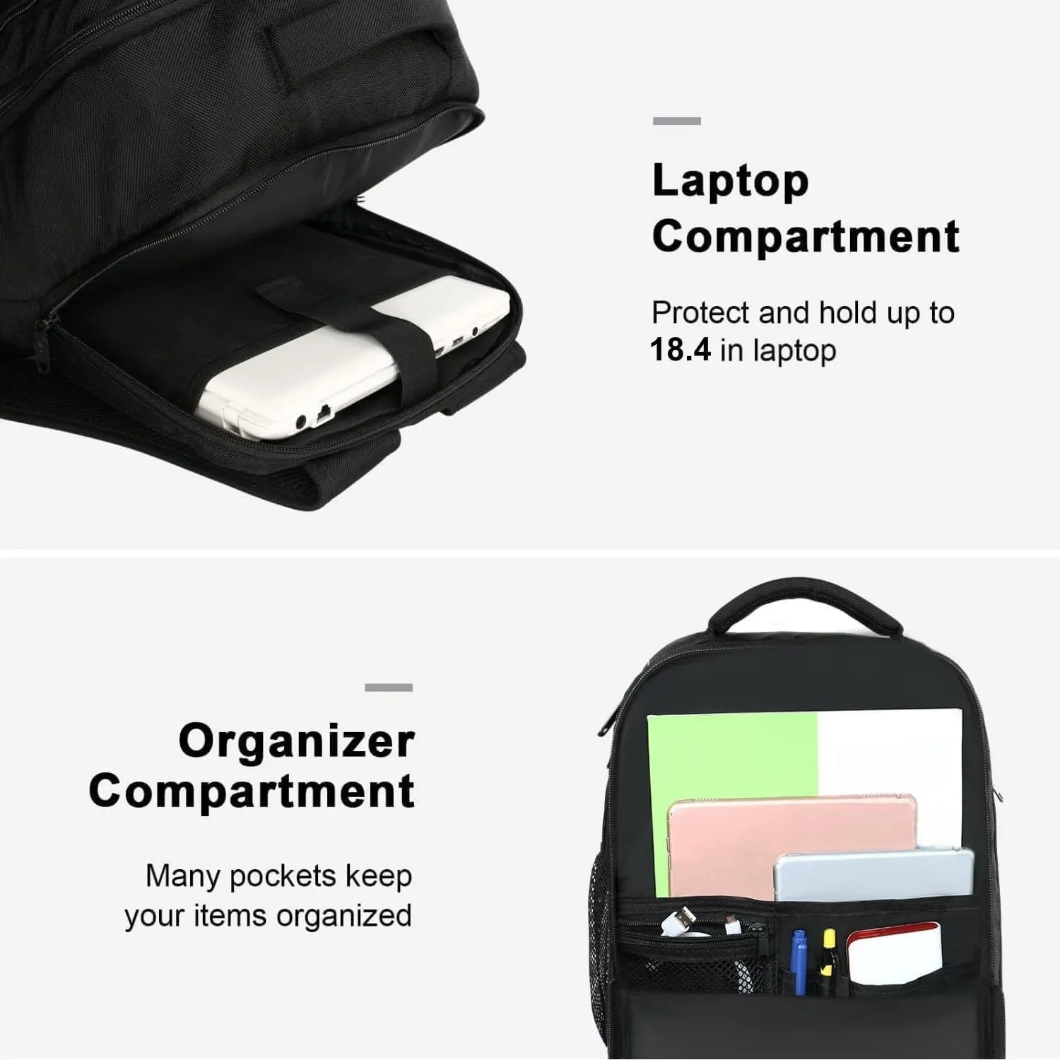MATEIN Extra Large 45L Travel Laptop Backpack, Airline Approved Carry on Backpack with USB Port & Shoe Compartment, Water Resistant Luggage College Overnight Weekender Travel Bag Fit 18" Laptop, Black
