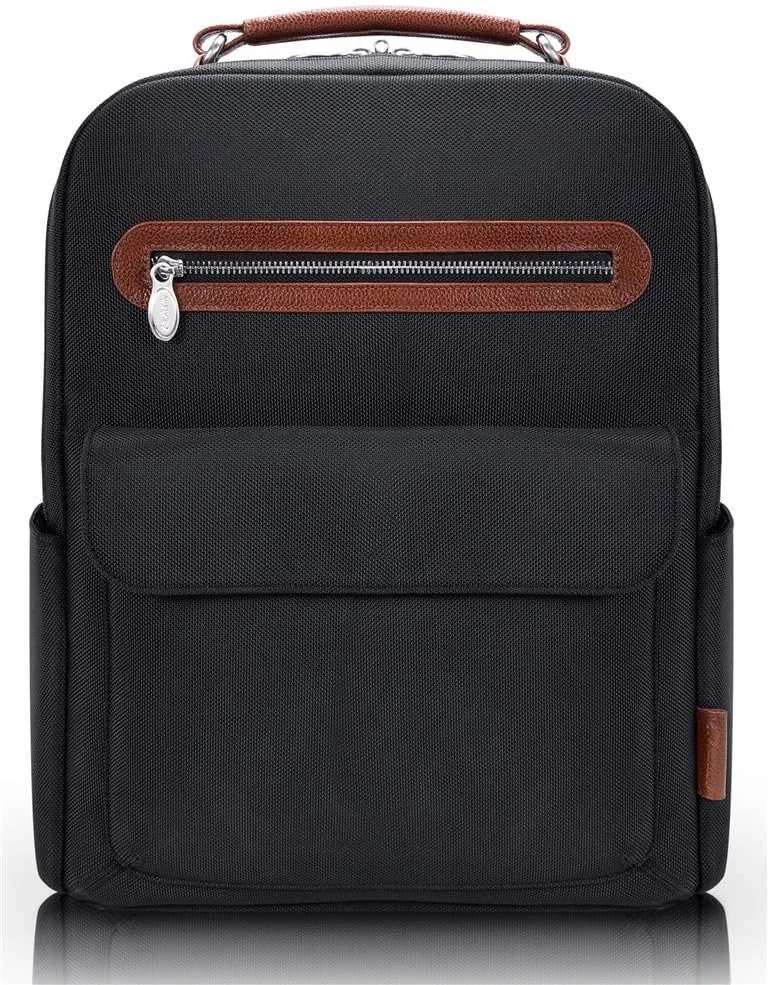 McKlein 17" Nylon, Two-Tone, Dual-Compartment, Laptop & Tablet Backpack- LOGAN- Black