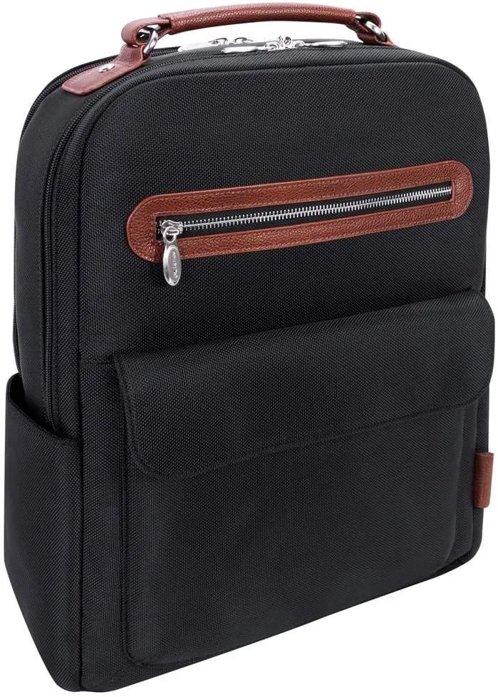 McKlein 17" Nylon, Two-Tone, Dual-Compartment, Laptop & Tablet Backpack- LOGAN- Black