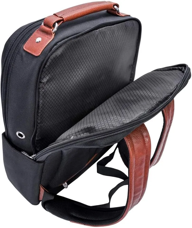 McKlein 17" Nylon, Two-Tone, Dual-Compartment, Laptop & Tablet Backpack- LOGAN- Black