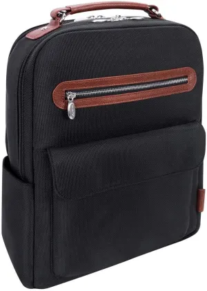 McKlein 17" Nylon, Two-Tone, Dual-Compartment, Laptop & Tablet Backpack- LOGAN- Black