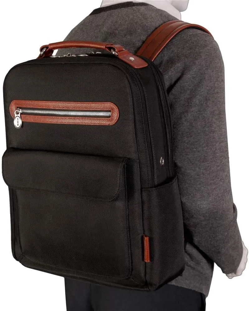 McKlein 17" Nylon, Two-Tone, Dual-Compartment, Laptop & Tablet Backpack- LOGAN- Black