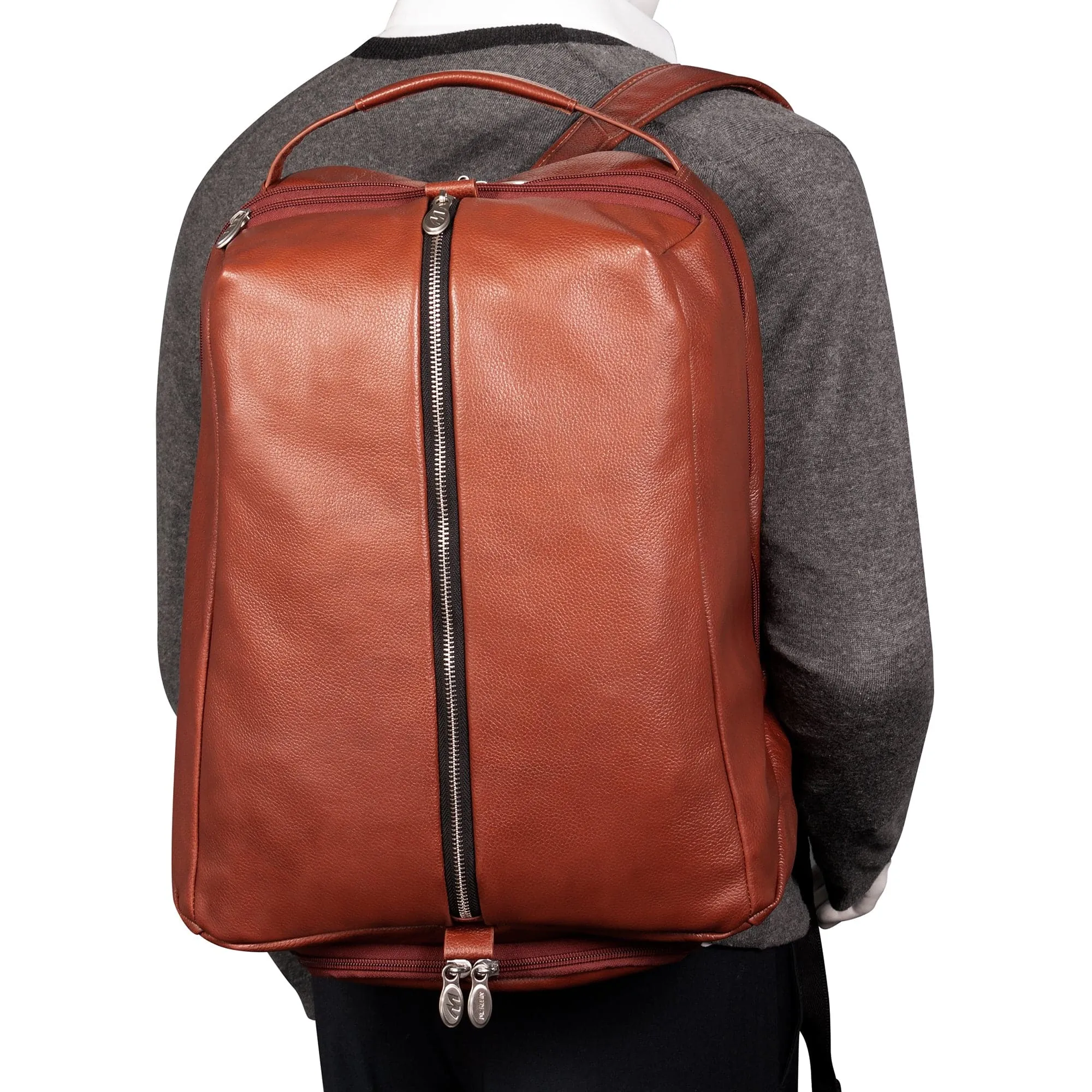 McKlein U Series South Shore 17" Carry-All Laptop and Tablet Overnight Leather Backpack