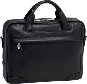 McKleinUSA S Series, Bridgeport, Pebble Grain Calfskin Leather, 17" Large Leather Laptop & Tablet Briefcase, Black (15475)