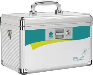 Medicine Lock Box,locking medicine box, Security Lock Boxes【Medium 12 x 7.68 x 7.87 Inch with removable storage pocket】,lock box, First Aid Key Safe Box,Lock Box for Medication