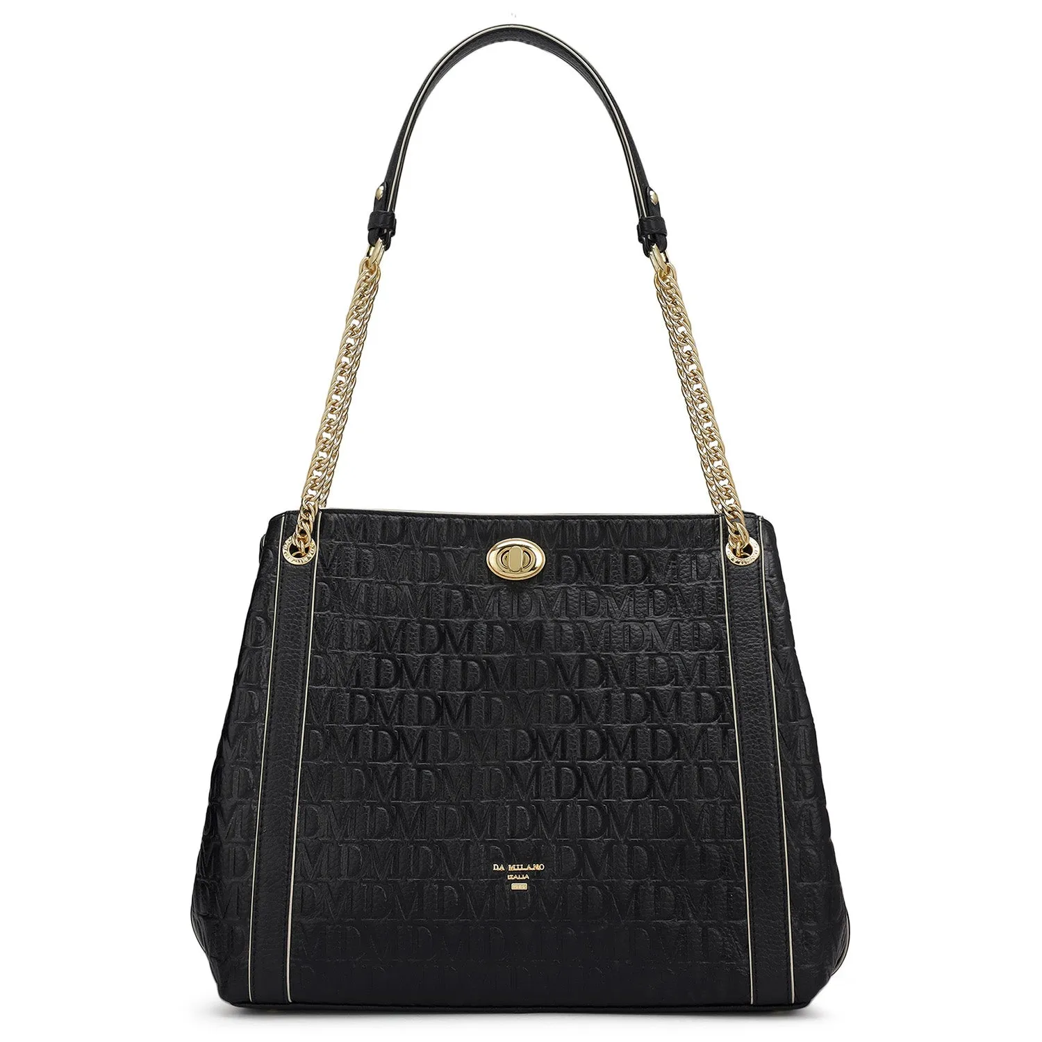 Medium Monogram Leather Hobo - Black