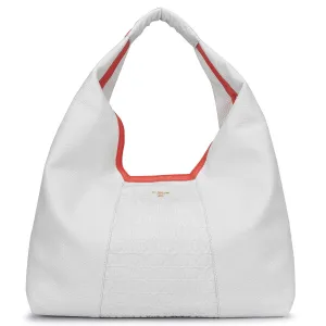 Medium Monogram Leather Hobo - White