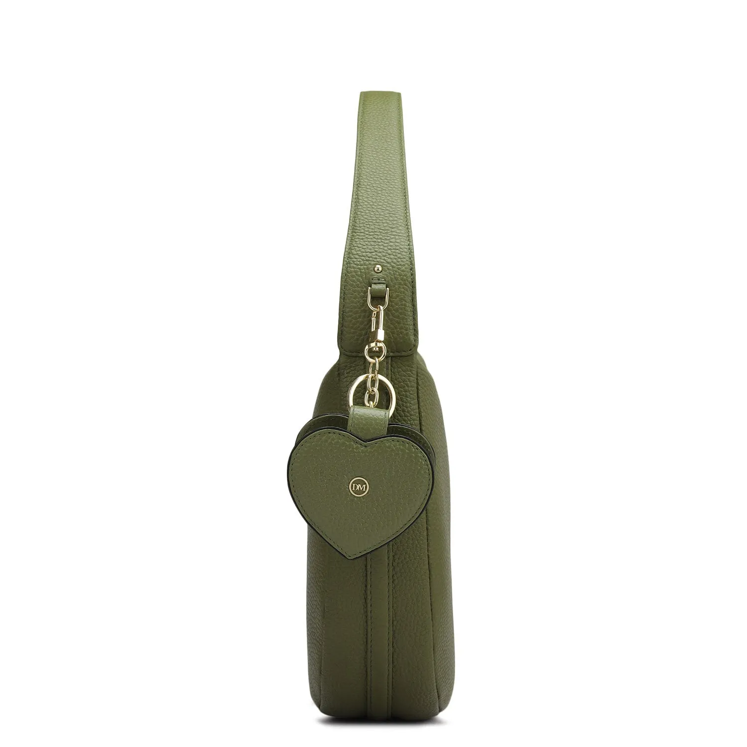 Medium Wax Leather Hobo Bag - Fern