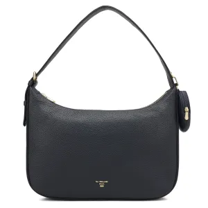 Medium Wax Leather Hobo - Navy