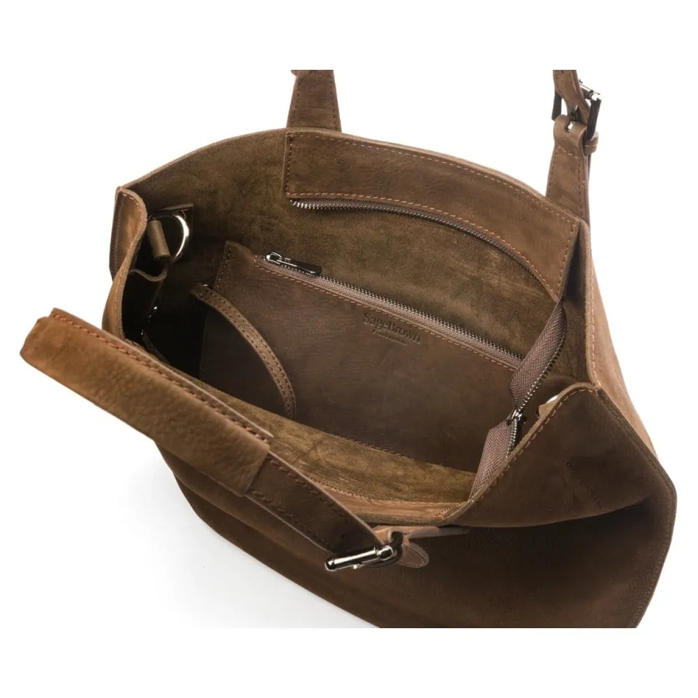 Megan Nubuck Hobo Handbag - Brown