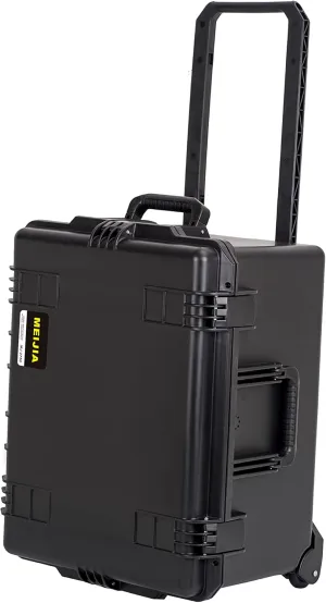 MEIJIA Portable All Weather Waterproof Rolling Hard Camera Case with Customizable Fit Foam and Wheels, 24.6"X19.7"X14.4",Elegant Black