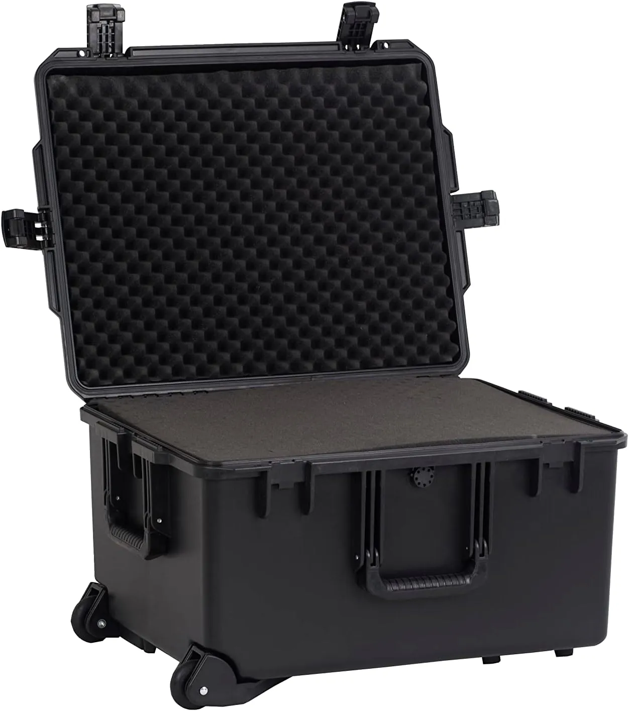 MEIJIA Portable All Weather Waterproof Rolling Hard Camera Case with Customizable Fit Foam and Wheels, 24.6"X19.7"X14.4",Elegant Black