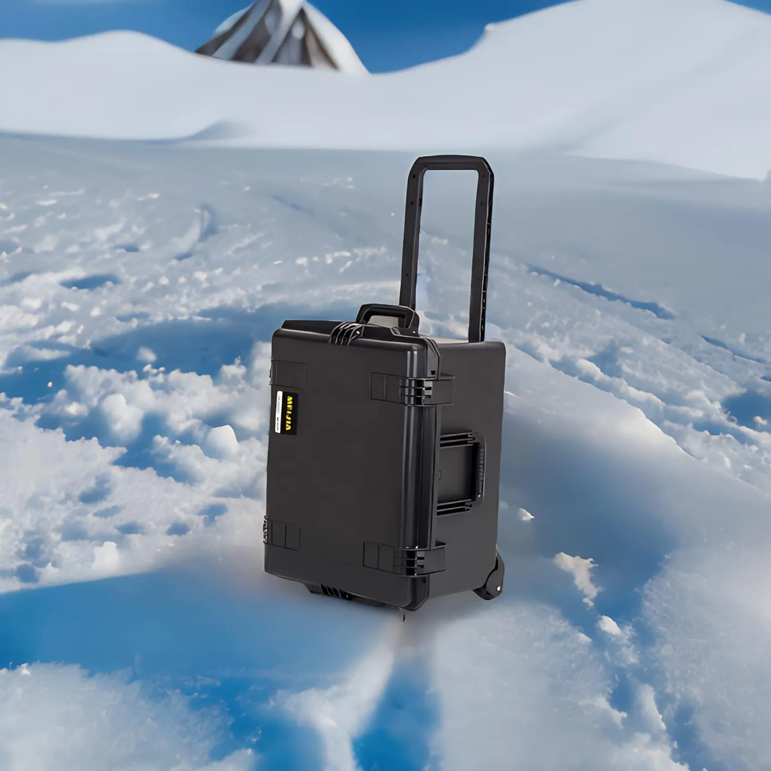 MEIJIA Portable All Weather Waterproof Rolling Hard Camera Case with Customizable Fit Foam and Wheels, 24.6"X19.7"X14.4",Elegant Black