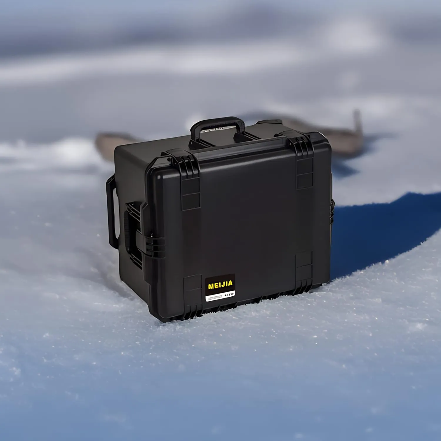 MEIJIA Portable All Weather Waterproof Rolling Hard Camera Case with Customizable Fit Foam and Wheels, 24.6"X19.7"X14.4",Elegant Black